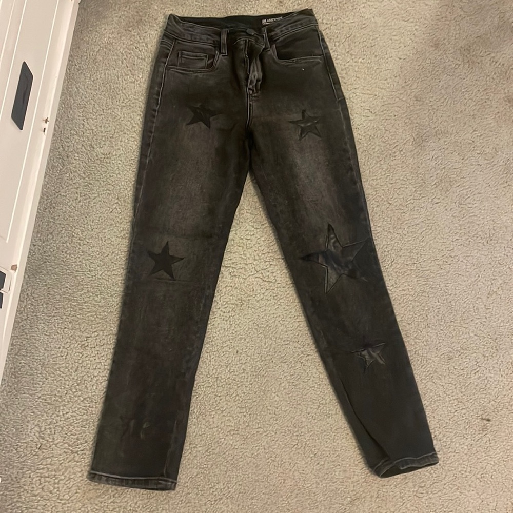 Blank NYC Black Leather Star Patch Jeans
